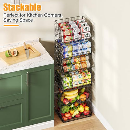 JKsmart 6-Tier XXL Stackable Wire Basket, Snack Organizer for Countertop - size: 6 Tier XXL-11.81"x16.15"x47.24"