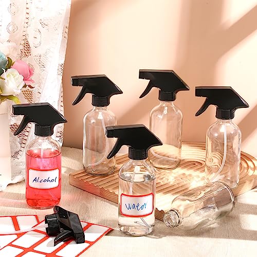 Norme 24 Pcs 8 oz Glass Spray Bottles with Funnels Labels, Clear - color: Clear