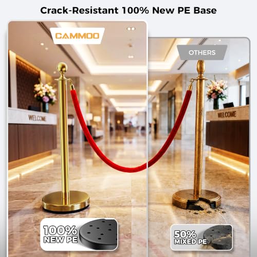 CAMMOO 6 Pack Gold Stanchions and Velvet Ropes