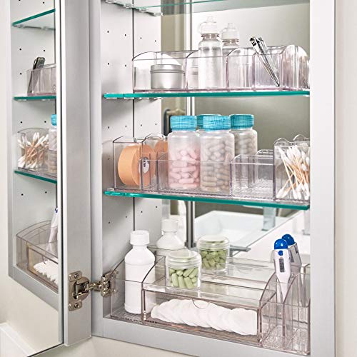 iDesign 43030 Med+ 12" Plastic Divided Vanity Medication and Bathroom Accessory, 12" x 3" x 3.5", Multi-Level Organizer - size: 12-inch, style: Multi-Level Organizer