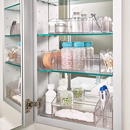 iDesign 43030 Med+ 12" Plastic Divided Vanity Medication and Bathroom Accessory, 12" x 3" x 3.5", Multi-Level Organizer - size: 12-inch, style: Multi-Level Organizer