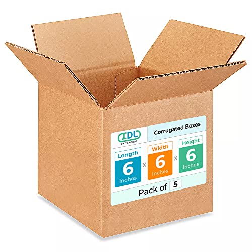 Small Cube Moving & Shipping Boxes 6 x 6 x 6 inches (5-Pack) - Extra Strength 200 lb vs Regular - Corrugated Moving Boxes for USPS/FEDEX - Packing Box for Moving - Cardboard Box by IDL Packaging - size: 6 * 6 * 6" (Small Boxes)