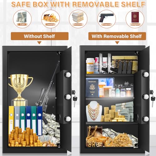 [5.0 Cub] Large Safe Box with Fireproof Bag for Home Use, 23.6" Tall Safe - size: 5.0 Cub