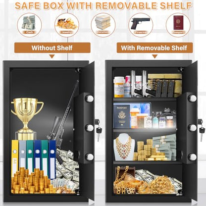 [5.0 Cub] Large Safe Box with Fireproof Bag for Home Use, 23.6" Tall Safe - size: 5.0 Cub