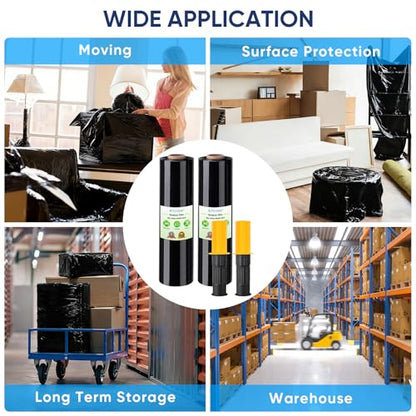 TICONN Stretch Wrap Roll, 15 in x 1000 ft Plastic Wrap for Moving Furniture - style: 15''-2PK Black