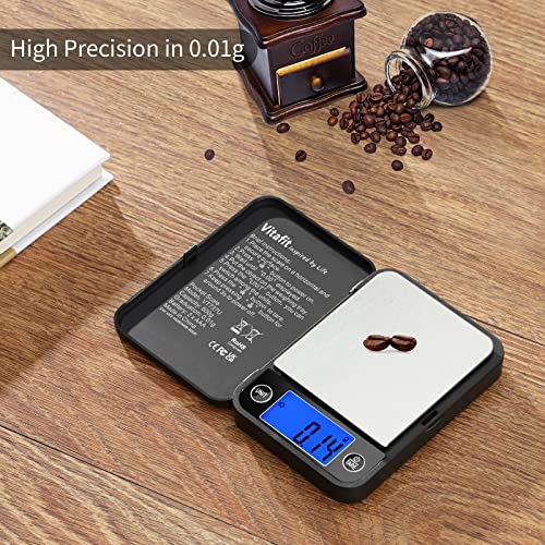 Vitafit 500g Digital Pocket Scale High Accuracy 0.01g, Gram Scale Blue LCD