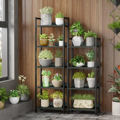 Furologee 4 Tier Bookshelf with Drawer, Small Narrow Bookcase, Black Oak - color: Black Oak, size: 4 Tier