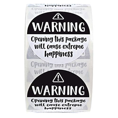 Black and White Adorable Warning Extreme Happiness Labels / 500 Cute Small Business Package Stickers / 1.5" Labels Adorable Happy Mail Envelope Seals/Made in The USA - color: Adorable Warning: Extreme Happiness Labels