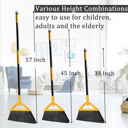 Heavy Duty Yellow Angle Broom with Long Handle - 3 Pack - color: 3pack Yellow