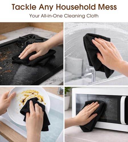 KitchLife Microfiber Cleaning Cloth Roll, 100 Pack - Tear-Away Microfiber Paper Towels, Lint-Free, Reusable, Washable for Kitchen, Car, Dishes, and Sensitive Surfaces (Black) - color: Black, size: 100 Pack