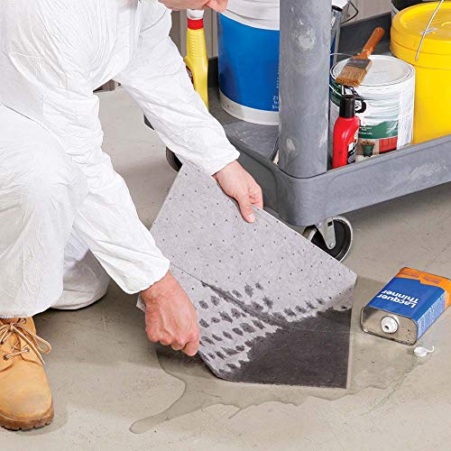 Universal Contractor Grade Absorbent Mat Pad, Heavyweight, Polypropylene, 18” x 15” (L x W), Gray, Pack of 100 (GP-H)