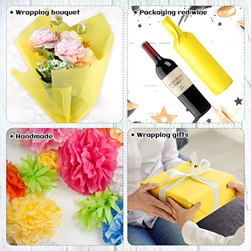 NEBURORA 120 Sheets Yellow Tissue Paper Sunflower Gift Wrap Paper - color: Yellow