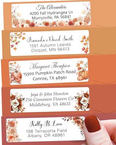 Personalized Return Address Labels Fall - Autumn High Gloss Custom Mailing Labels on Sheets - Self-Adhesive Return Stickers for Envelopes with Crisp Printing Design (50-1000)