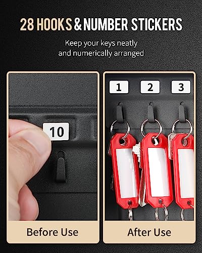 Uniclife 28-Key Steel Key Cabinet, Black Key Box with Combination Lock - color: Black, size: 28 Keys