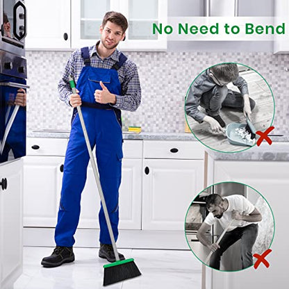 TreeLen Broom and Dustpan Set - Simplify Cleaning Your Home Ktichen Office with Ease - color: Green