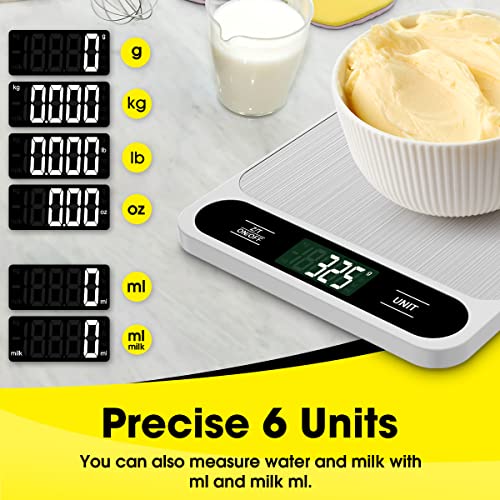 Mik-Nana Food Scale White, 22lb/10kg Digital Kitchen Scale Grams and Ounces - color: White