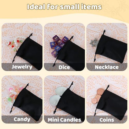 Tapleap 12Pcs Small Jewelry Bags, 2¾x 3½” Black Velvet Drawstring Pouch - color: Black, size: 2¾ x 3½in