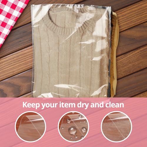 runzoos 100 Pcs Clear Self Sealing Cellophane Bags 9x12 Inches for Packaging Clothes, Resealable Poly Plastic Shirt Bags for Small Business, Plastic Sleeves for Magazine A4 Letter Size Artwork - size: 100 Pcs 9x12 Inches