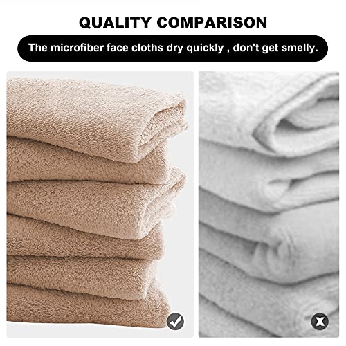 MOONQUEEN Microfiber Facial Cloths Fast Drying Washcloth 12 Pack - Premium Soft Makeup Remover Cloths - Brown - color: Brown, size: 12x12 Inch (Pack of 12)