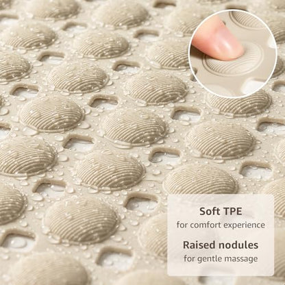 OTHWAY Bath Tub Shower Mat Non Slip, Bathtub Floor Liner Mats for Inside Shower Bathroom, Suction Cups and Drain Holes for Feet Scrubbing, Machine Washable, Soft on Feet, 35x16 Inch, Brown - color: Brown
