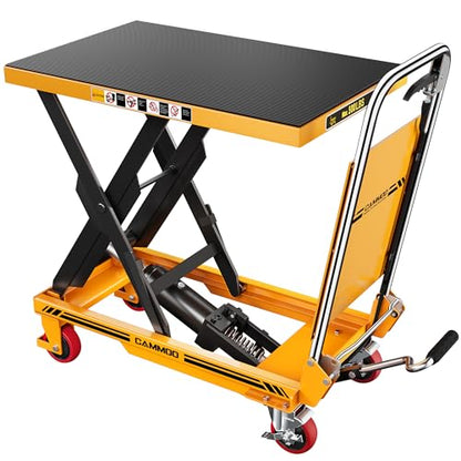 CAMMOO Hydraulic Lift Table Cart, 500 lb Foldable Scissor Lift, Yellow - size: 500lbs Yellow