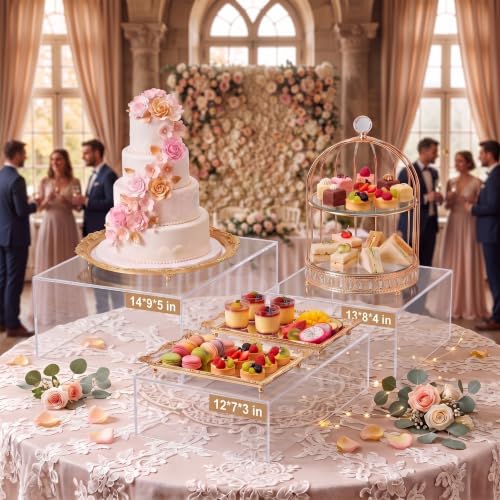 3 Pack Extra Large Clear Acrylic Buffet Risers 14” 13” 12” Cubes - color: Clear, style: Cube