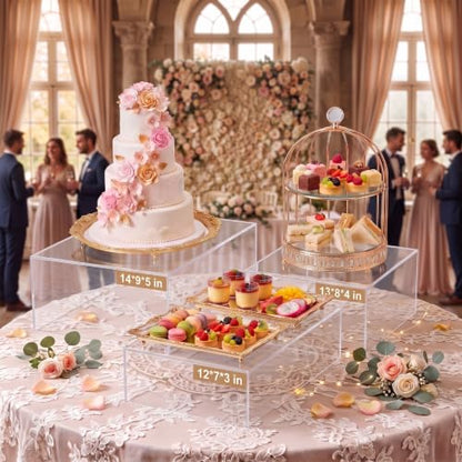 3 Pack Extra Large Clear Acrylic Buffet Risers 14” 13” 12” Cubes - color: Clear, style: Cube