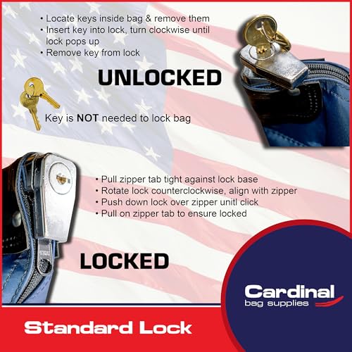 Locking Canvas Cash Bag, Navy Blue, 9 x 12 Inch - color: Navy Blue
