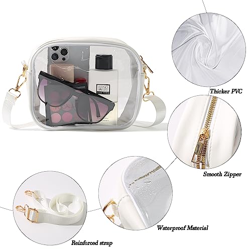 TOBVZOO Clear Bag Stadium Approved, Crossbody Transparent Bag for Concerts Sports Events, Purses for Men & Women - color: White