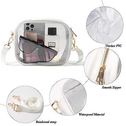 TOBVZOO Clear Bag Stadium Approved, Crossbody Transparent Bag for Concerts Sports Events, Purses for Men & Women - color: White