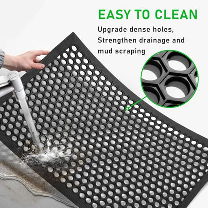 BEHERO Rubber Outdoor Mat 36" x 24" Anti Fatigue Waterproof Non-Slip - color: Black(drainage), size: 2' x 3' (Rectangular)