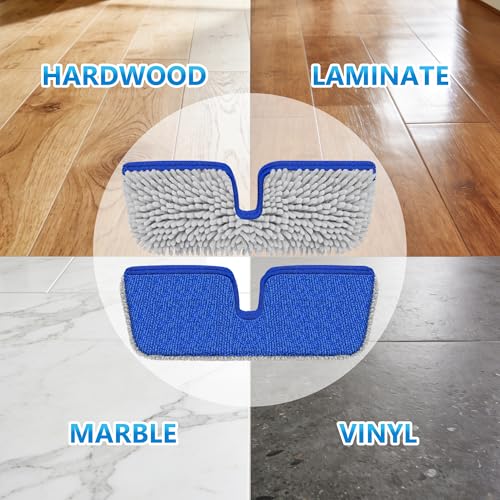 Reusable Mop Pads for Enspoway Dust Mop: Double-Sided Microfiber Refills - color: Blue Gray, size: 15" Mop Pad