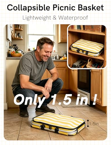 26L Insulated Picnic Basket,Collapsible Leak-Proof Bag,Yellow - color: Sunshine Yellow, size: 26L