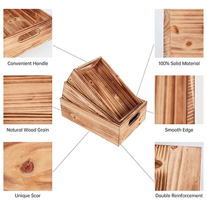 Wooden Crates for Display,Decorative Box Rustic,Rectangle Baskets Container - size: 3Pack(L+M+S)