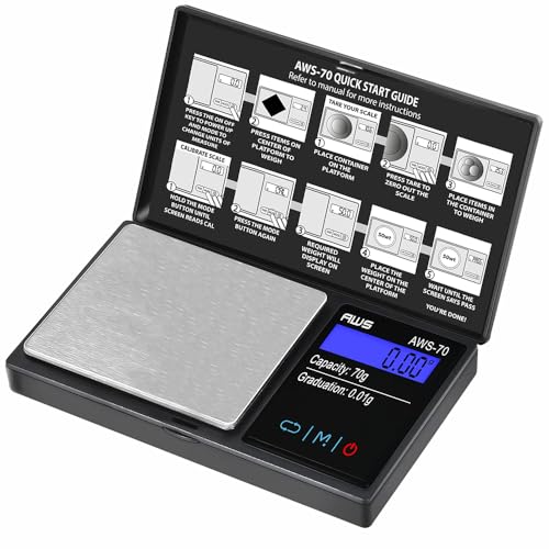 AMERICAN WEIGH SCALES Series Digital Pocket Weight Scale 70g x 0.01g, (Black), American WEIGH SCALES-70-BLK - color: Black, size: 70g x 0.01g