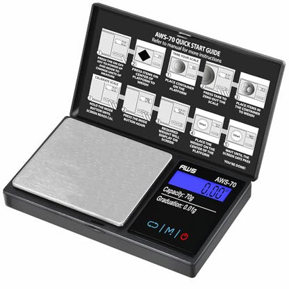 AMERICAN WEIGH SCALES Series Digital Pocket Weight Scale 70g x 0.01g, (Black), American WEIGH SCALES-70-BLK - color: Black, size: 70g x 0.01g