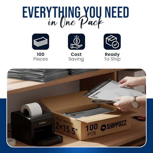 Shippozz 12x15.5 Poly Mailers 100 Pack, Durable Waterproof Polymailers for Shipping Clothes, Self Seal Mailing Bags for Small Business Packaging Supplies, Mailing Envelopes for Books, and Accessories - size: 12 x 15.5 (100pcs)