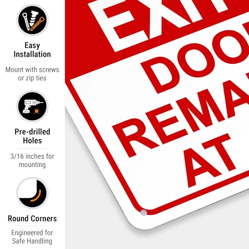Emergency Exit Only, Door Must Remain Closed Sign, - size: 10x14