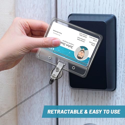 2 Pack Horizontal ID Badge Holder with Retractable Badge Reel - style: Horizontal