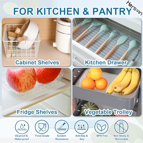 Hersvin Shelf Liners, 17.5 in x 16.4 ft Kitchen Drawer Mats, Non-Adhesive EVA Cupboard Protector, Cabinet Lining (Clear Dot) - color: Clear Dot, size: 17.5"W x 197"L