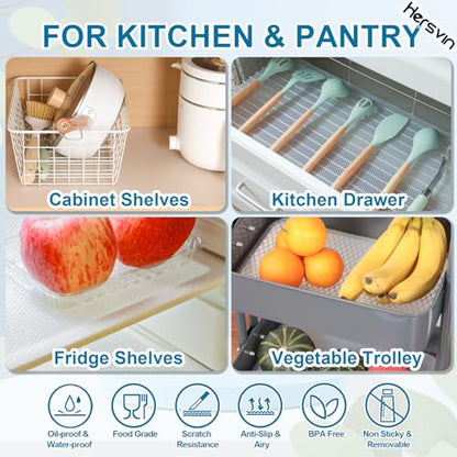Hersvin Shelf Liners, 17.5 in x 16.4 ft Kitchen Drawer Mats, Non-Adhesive EVA Cupboard Protector, Cabinet Lining (Clear Dot) - color: Clear Dot, size: 17.5"W x 197"L