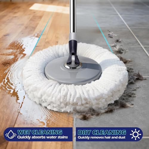 Masthome Spin Mop and Bucket Set,Easy Wring Foot Pedal Operated - color: Dark Blue