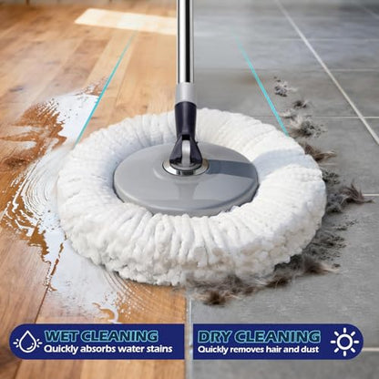Masthome Spin Mop and Bucket Set,Easy Wring Foot Pedal Operated - color: Dark Blue