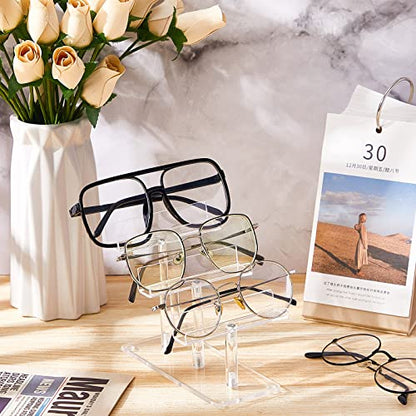 Ripeng 8 Pcs 3 Tier Acrylic Eyeglass Display Stand Sunglass Holder, Clear