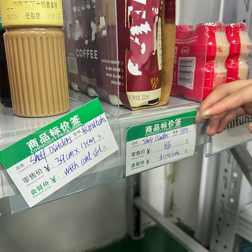 20 Pcs 39*15CM Transparent Shelf Dividers with Card Slot，Adjustable Shelf Organizers, Crystal Clear PVC, Ideal for Product Display and Organization on Wire Shelves, Retail Shelving by Clip Strip - size: 3915-Card Slot