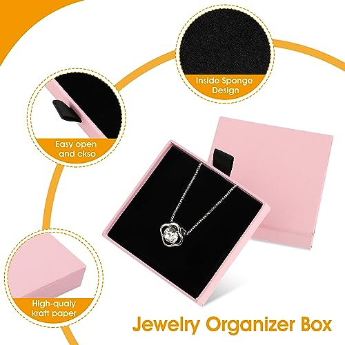 Yolev 2 Pack Jewelry Gift Boxes Cardboard Jewelry Boxes, 2.9x3.1x0.7Inch Small Gift Boxes for Bracelets Earrings Necklaces Jewelry Gift (Pink) - color: Pink