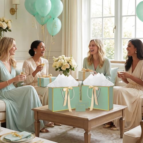 woric 13.7" Sage Green Gift Bag with Handles, 2 Pack Wedding Gift Bags - color: Sage Green