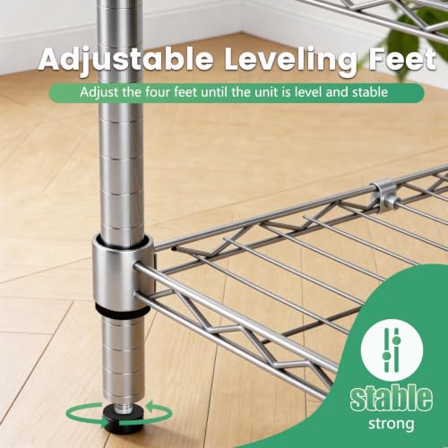 FDW | 4-Tier Wire Shelf | 36" x 14" x 54" | Chrome - color: Chrome, size: 36×14×54