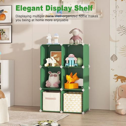 C&AHOME 6-Cube Storage Organizer Cube Shelf Closet Storage Bookcase, Green - color: Green