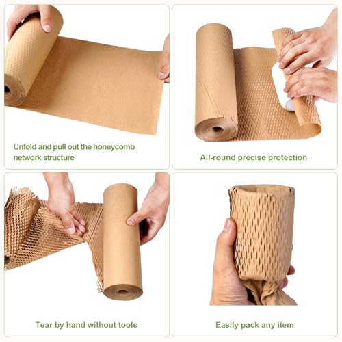 Honeycomb Packing Paper 15"x131' Recyclable Bubble Cushioning Wrap Roll - size: 15Inch x 131Feet
